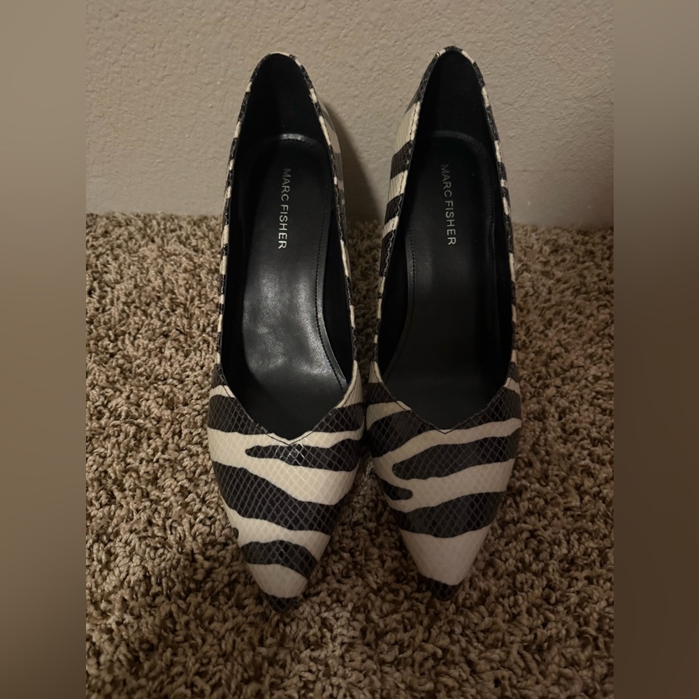 Marc Fisher Zebra Print Heels - Black and White